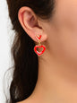 Red Heart Charm Stud Earrings Girls Valentine's Day Gift-0