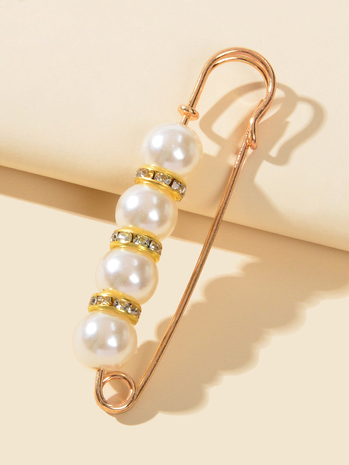 Pretty Pearl Rhinestone Brooch Sweater Shawl Clips Decorative Collar Safety Pins-0