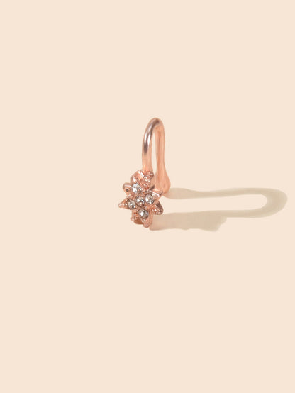 Nose Cuff Fake Helix Non Piercing Ring Rhinestone Decor Flower Body Jewellery-4