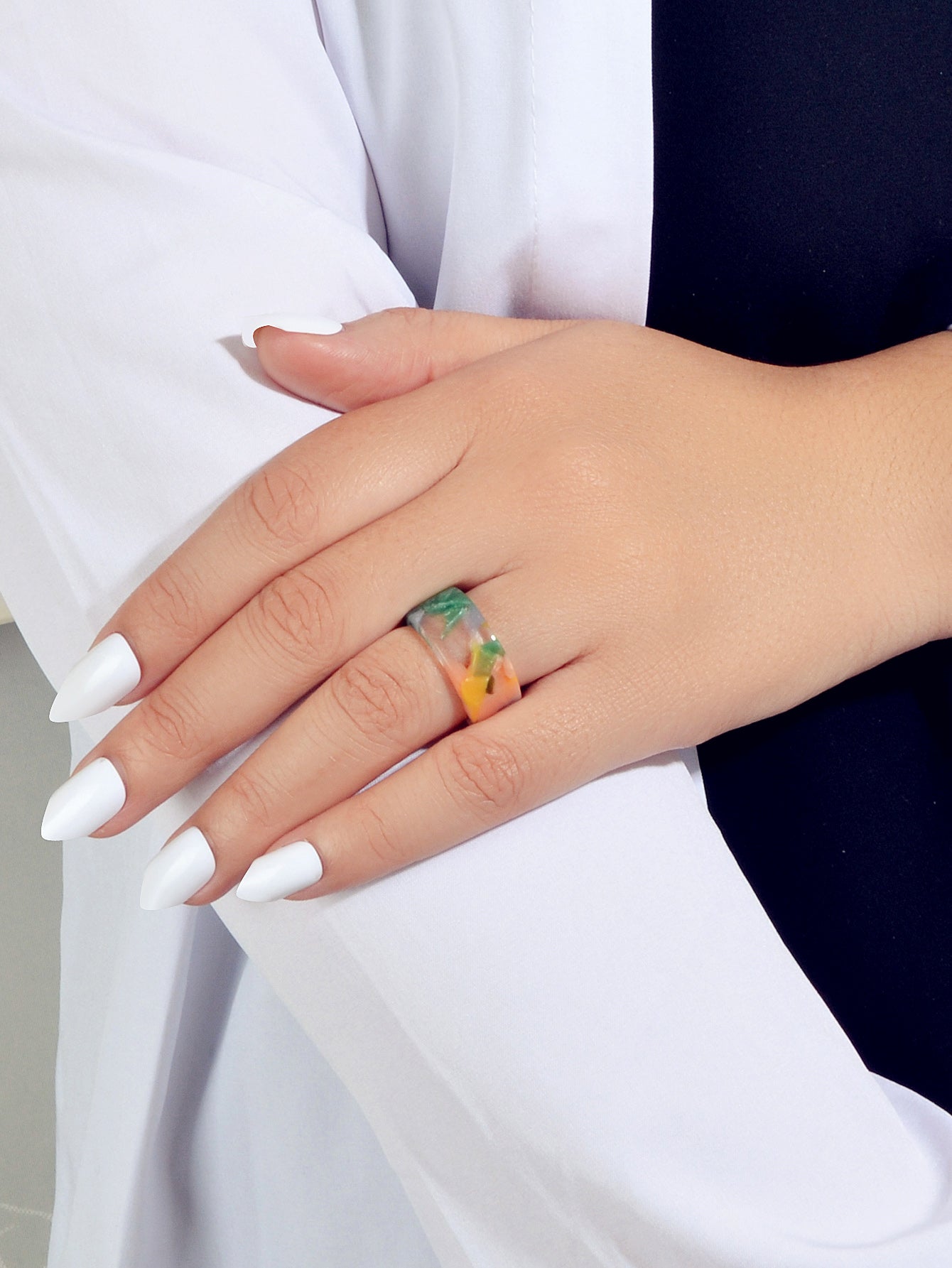 Transparent Acrylic Geometric Finger Chunky Ring Boho Chic Cuff Ring Band Gift-1