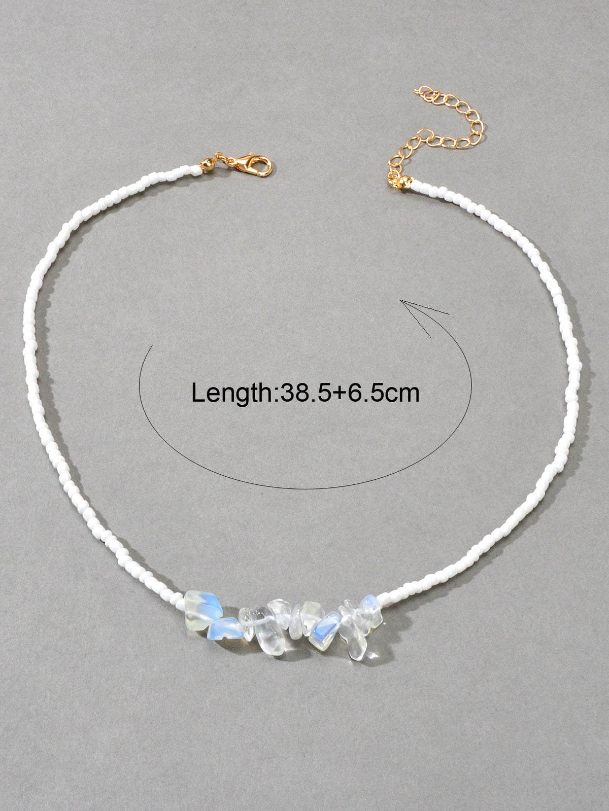 Boho Jewellery Handmade Beads Chain Irregular Transparent Resin Collar Necklace-4