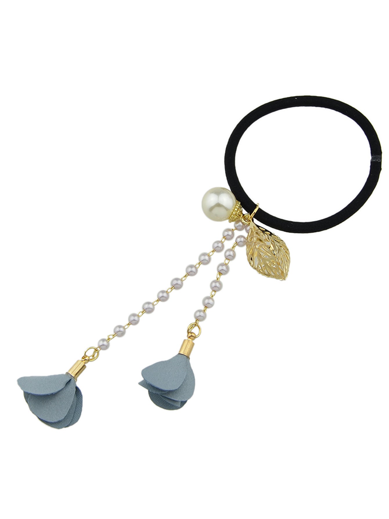 Hair Holder Accessories Pearl Long Chain Headwear Petal Elastic Hair Ties Ropes-6