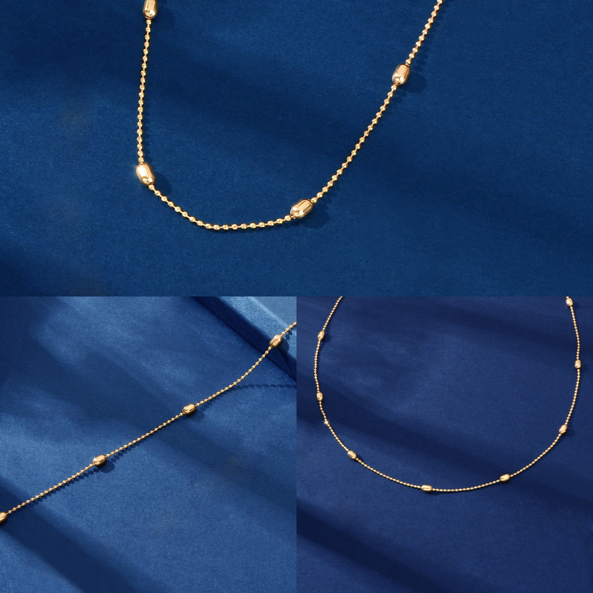 3 pcs Minimalist Jewelry Golden Beads Chain Collar Necklaces set Trendy Accessories-2
