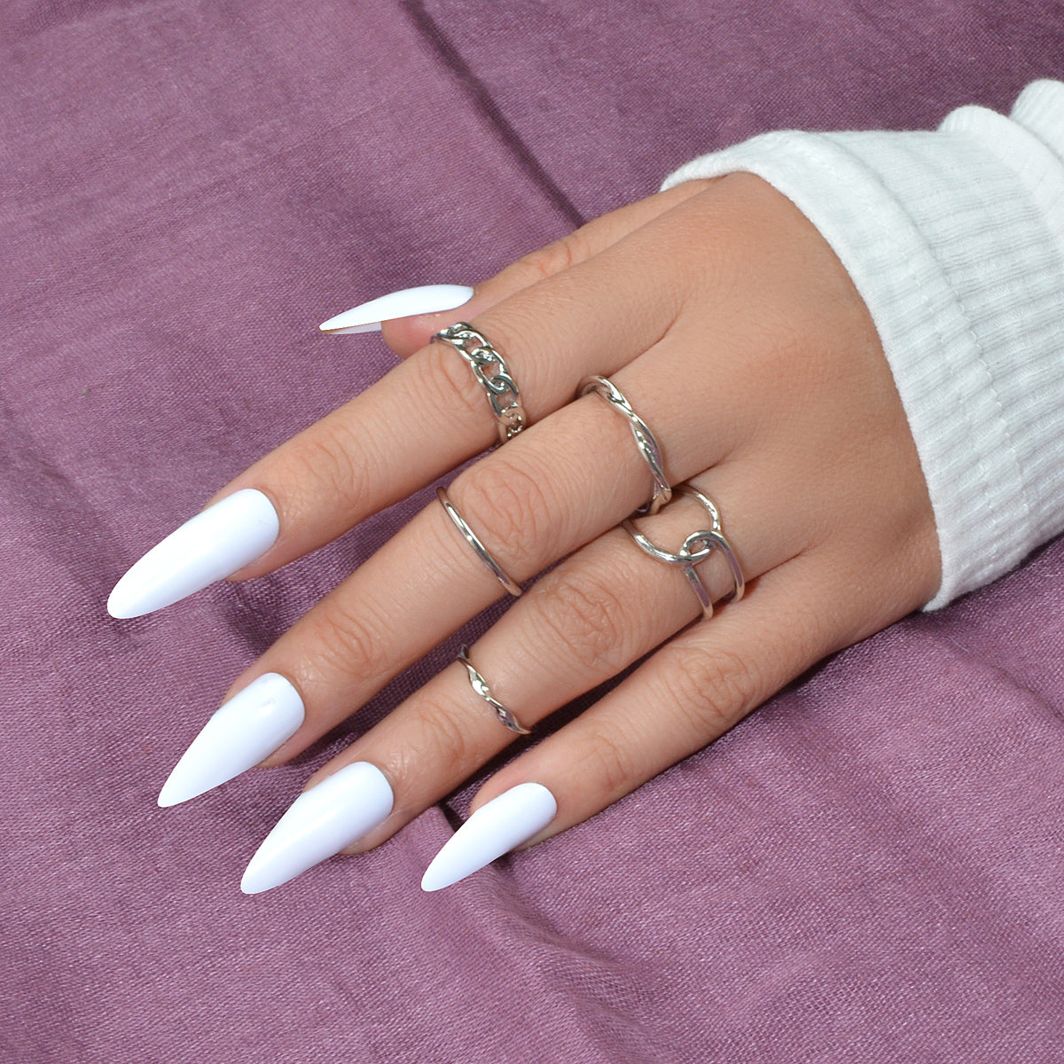 Minimalist Punk 5 pcs Trendy Gold Silver Stackable Multiple Midi Finger Ring Set-1