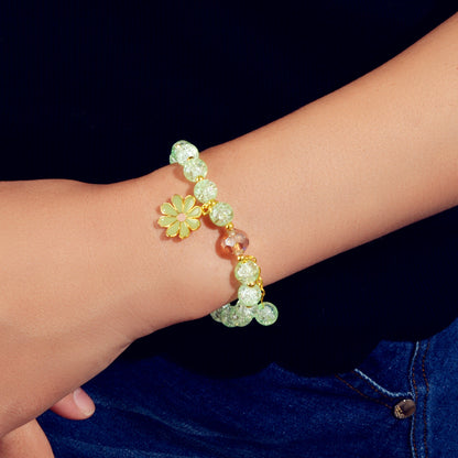 Handmade Beads Chain Flower Charm Bracelet Sweet Girls Teens Jewelry Dainty Gift-1