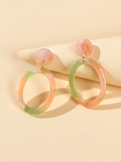 Women Designer Jewellery Multi-colored Resin Circle Dangle Perfect Earrings-1