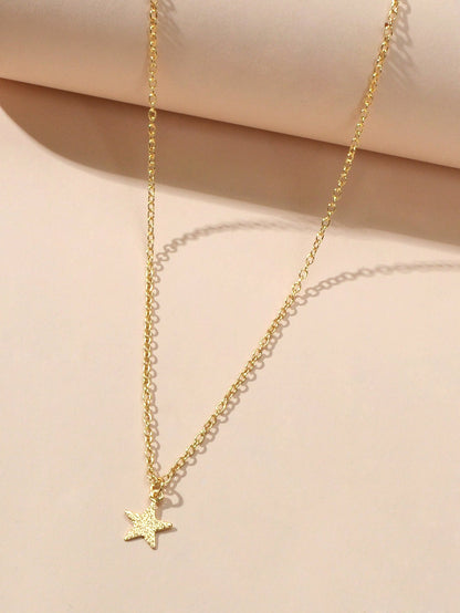 Female Jewellery Gold Chain Lightweight Star Pendant Minimalist Necklace Collar-1