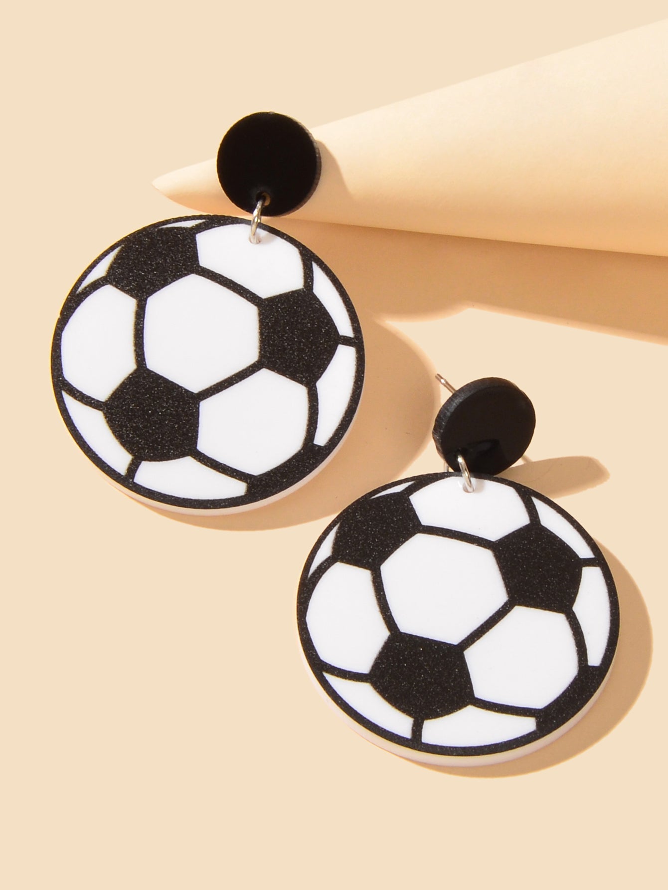 Handmade Acrylic Football World Cup Dangle Drop Earrings Unique Soccer Jewellery-1