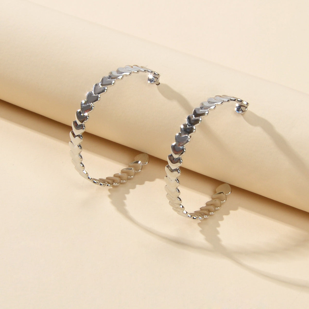 Punk Gold Silver Heart Circle Hoop Huggie Statement Unique Designer Earrings-5