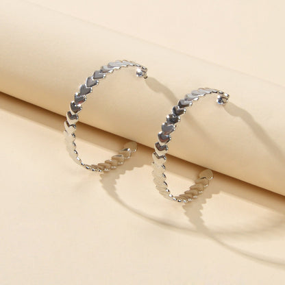 Punk Gold Silver Heart Circle Hoop Huggie Statement Unique Designer Earrings-5