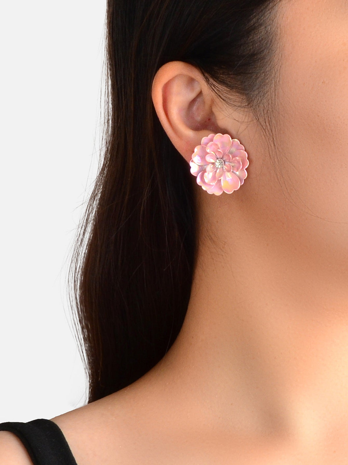 Sweet Elegant Pink Blooming Flower Daisy Stud Earrings Gifts Present Valentines-1