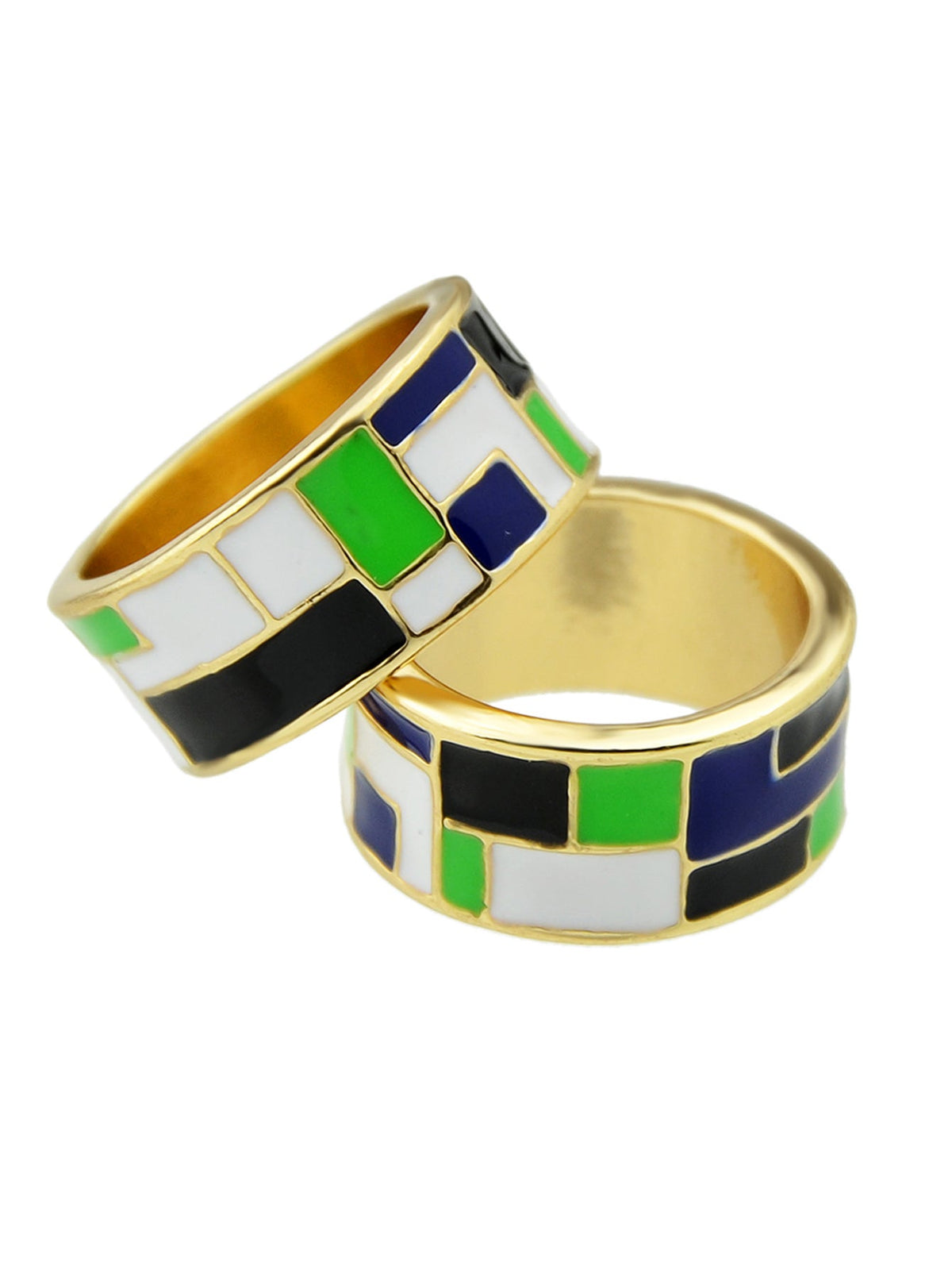 1pc Ethnic Traditional Jewellery Colorful Geometric Pattern Bohemian Finger Ring-1