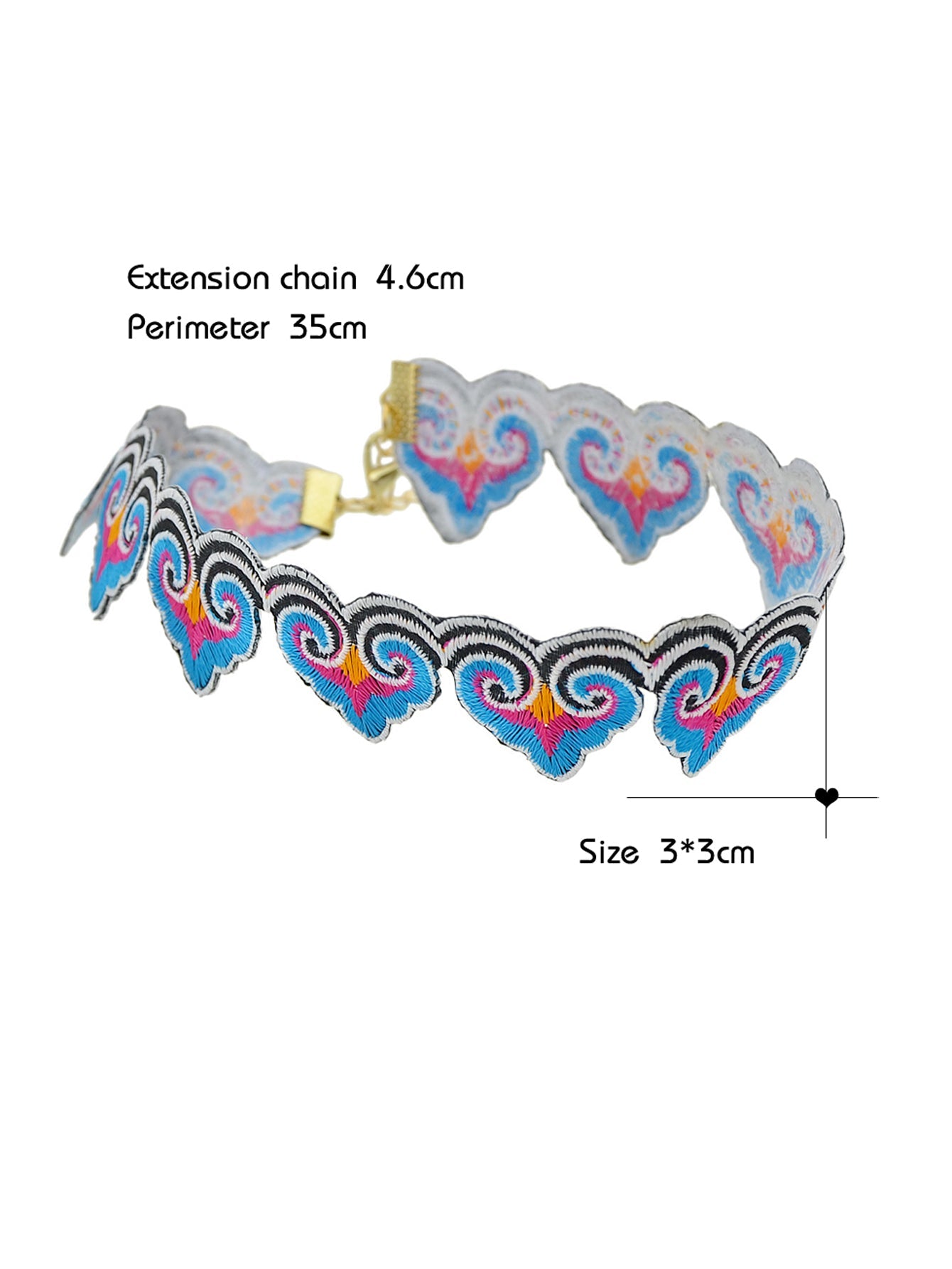 Traditional Jewelry Style Colorful Embroidery Heart Tattoo Choker Women Necklace-1