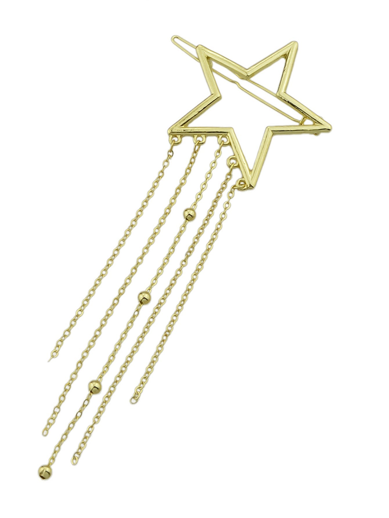 Gold Star Long Chain Tassel Hairgrips Wedding Party Hair Clips Hair Barrettes-1
