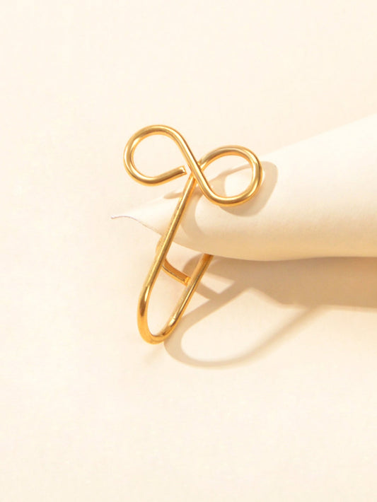 1 pc Faux Lip Ear Nose Gold Infinity Teens Non Piercing Clip On Nose Hoop Rings-1