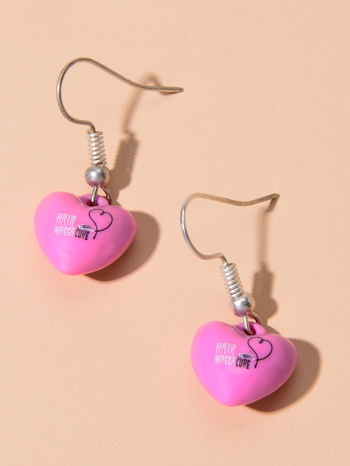 Valentine's Day Women Girl Hotpink Heart Dangle Love Earrings Party Decoration-2