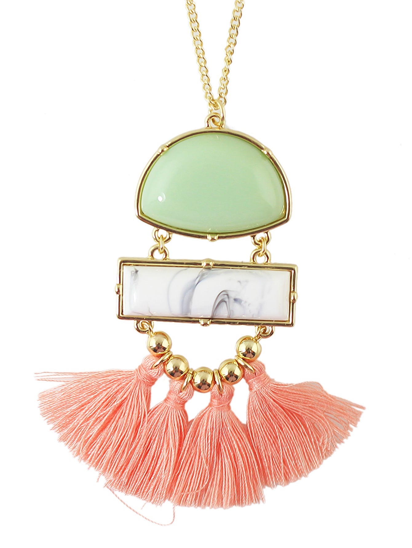 Ethnic Jewellery Bohemian Long Gold Chain Geometric Charm Tassel Fringe Necklace-1