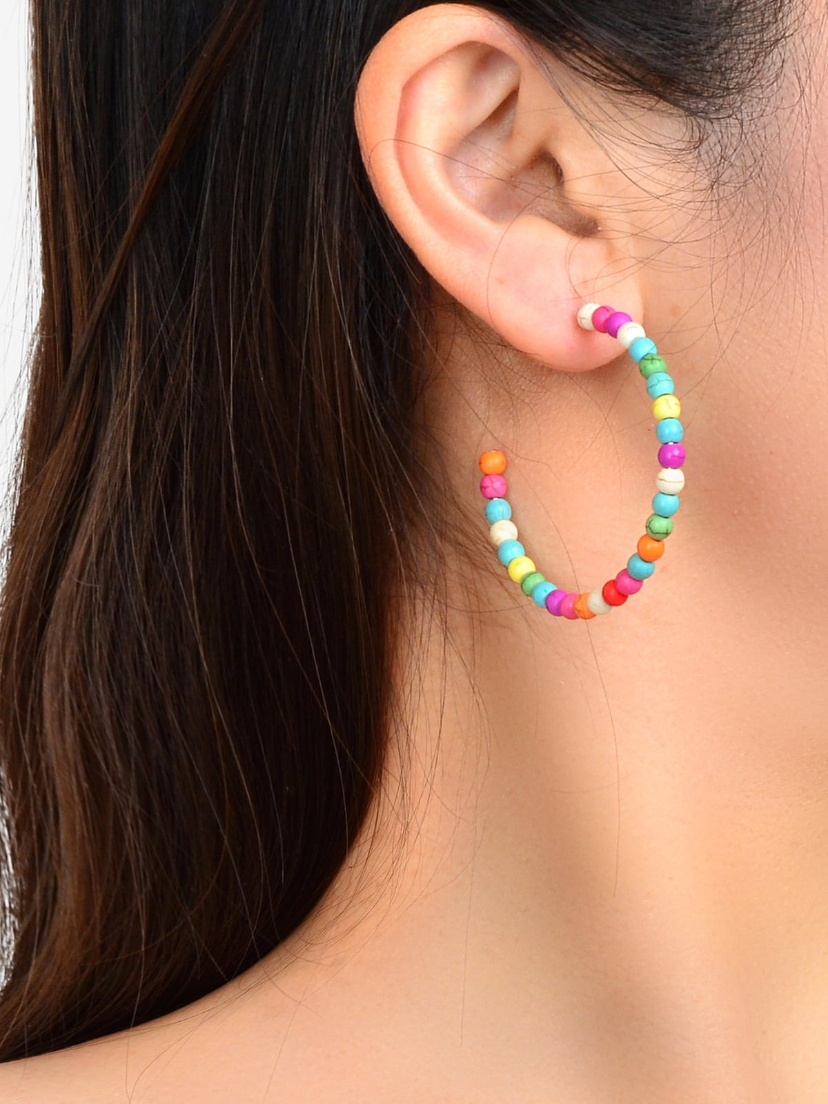 Handmade Colorful Seed Beads Ethnic Big Hoop Earrings Women Bohemian Jewellery-1