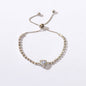 Anniversary Jewellery Shining Luxury Rhinestone Heart Adjustable Tennis Bracelet-0