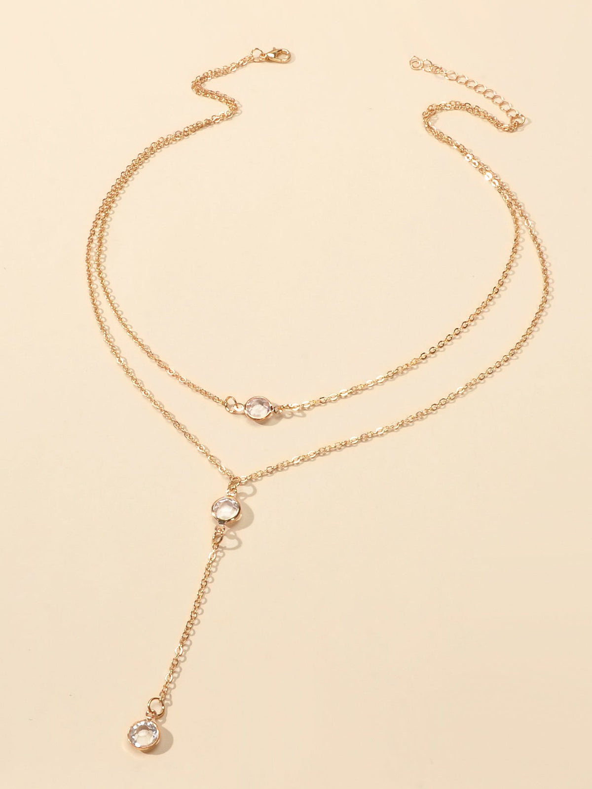 Female Gold Silver Chain Double Layered Necklace Long Chain Dangle Y Necklace-1