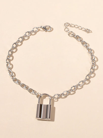 Foot Beach Jewellery 1pc Punk Silver Lock Charm Barefoot Sandals Ankle Bracelet-1