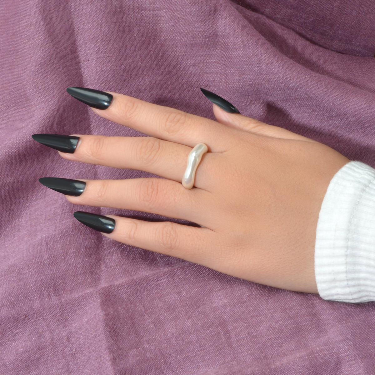 Retro Faux Pearl Square Geometric Engagement Finger Ring Wedding Party Wear Gift-1