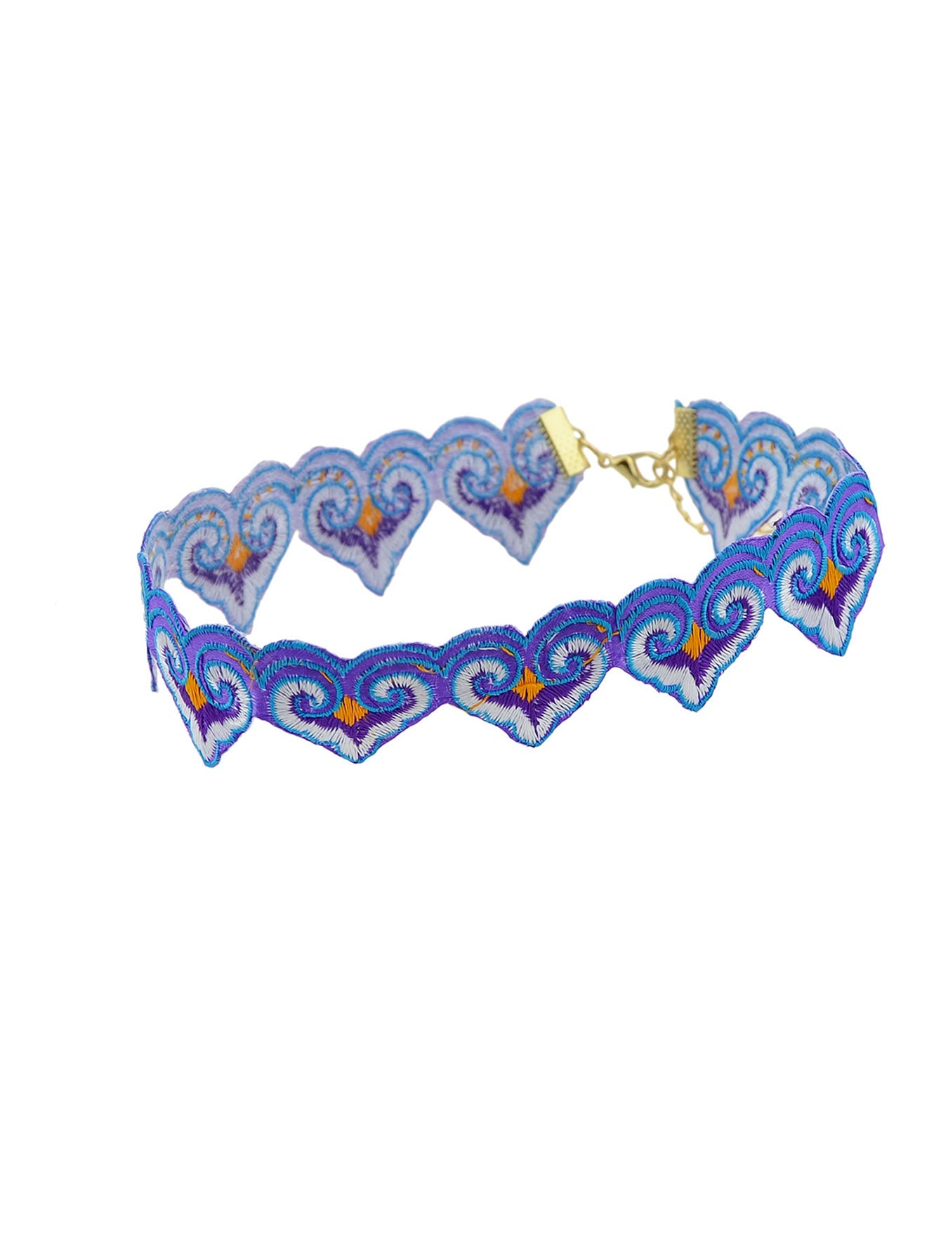 Traditional Jewelry Style Colorful Embroidery Heart Tattoo Choker Women Necklace-4