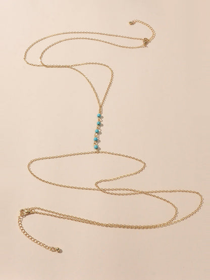 Sexy Turquoise Gold Silver Body Chain Beach Bikini Belly Waist Body Jewellery-1
