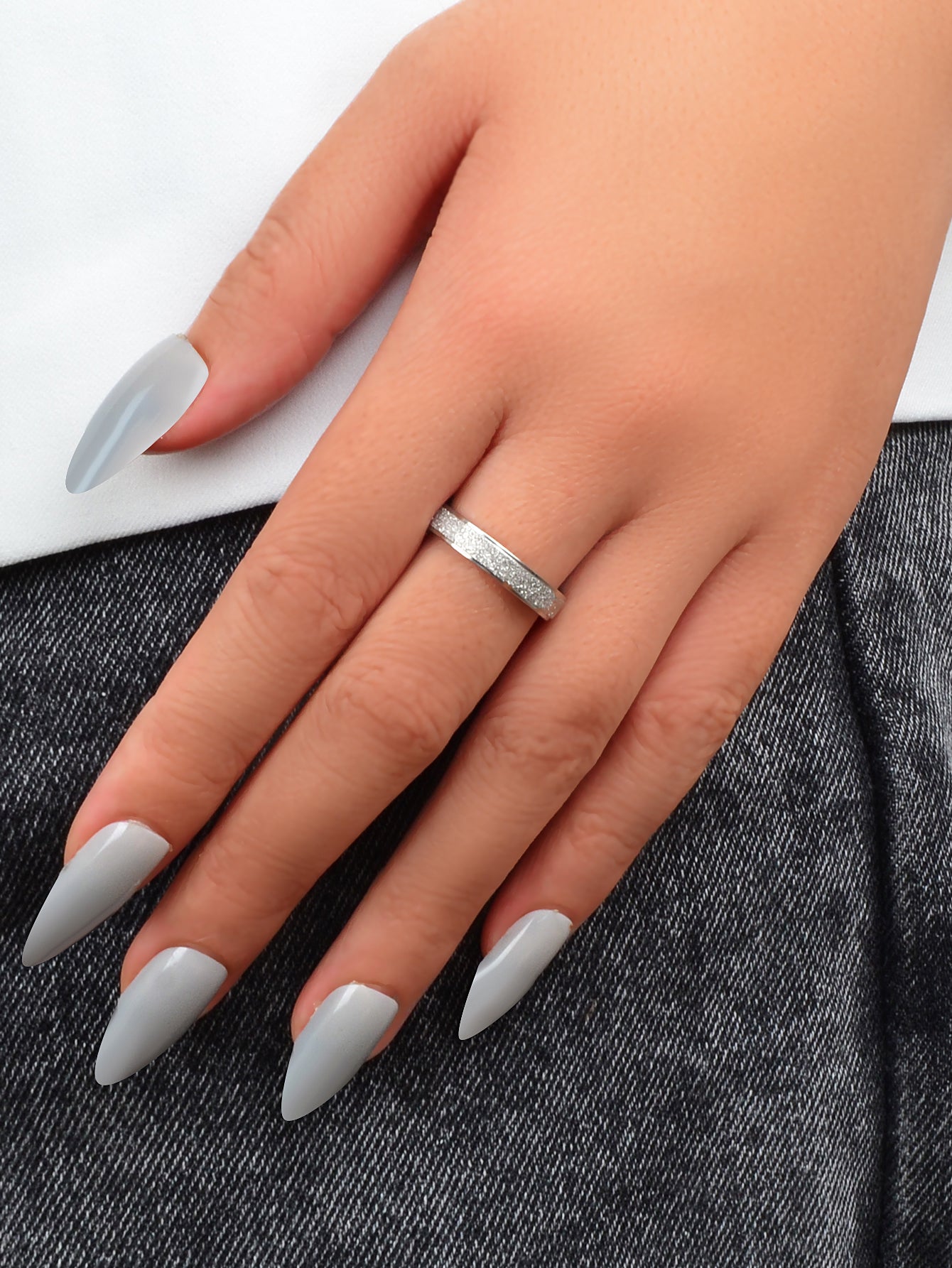 Anniversary Wedding Jewellery Stainless Steel Gold Silver Ring Women Finger Band-1