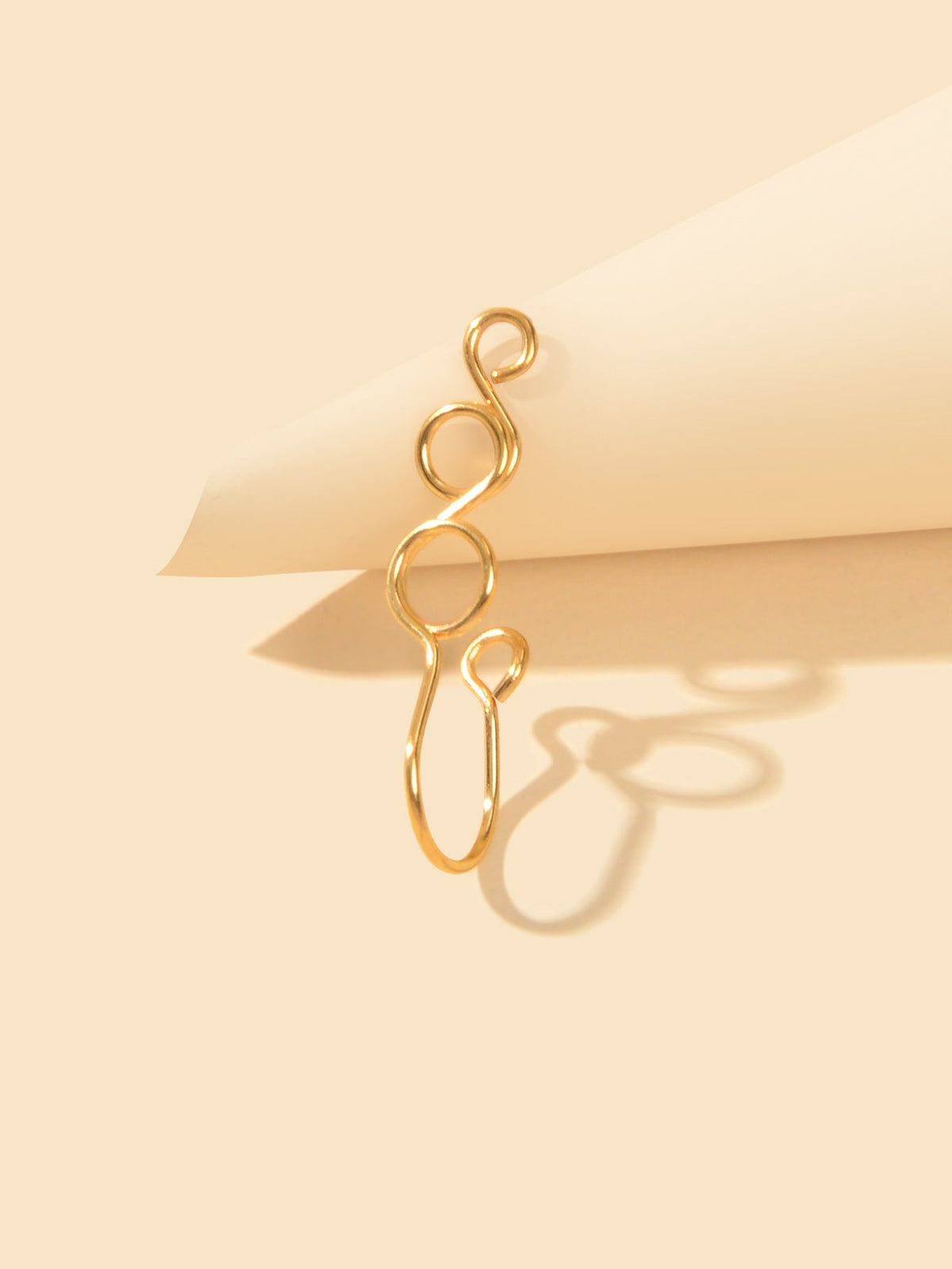 1 pc Faux Lip Ear Nose Gold Silver Twisted Non Piercing Clip On Nose Hoop Rings-1