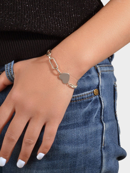 Punk Style Silver Layered Big Link Chain Heart Bracelets Women Trendy Jewellery-1