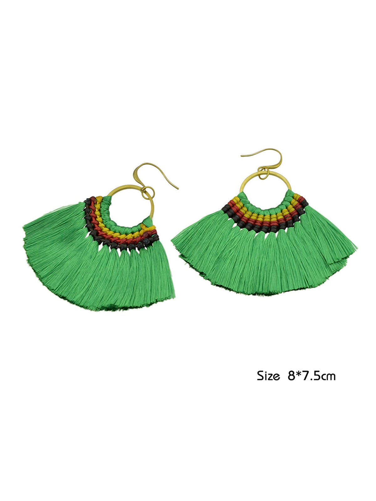 Ethnic Traditional Jewellery Colorful Tassel Fan Shape Dangle Bohemian Earrings-1