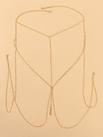 Sexy Gold Bikini Beach Body Chain Layered Chest Harness Belly Waist Jewellery-1