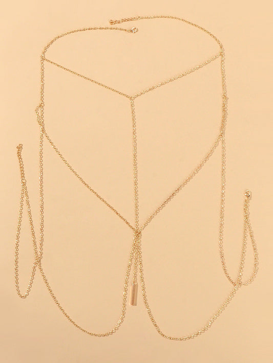 Sexy Gold Bikini Beach Body Chain Layered Chest Harness Belly Waist Jewellery-1