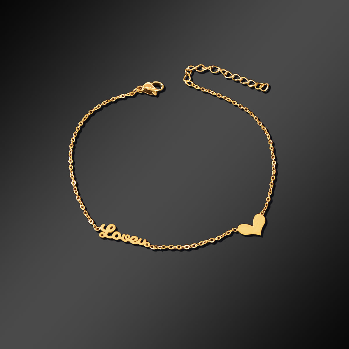Minimalist Beach Foot Jewelry Gold Chain Heart Charm Love Letter Anklet Bracelet-1