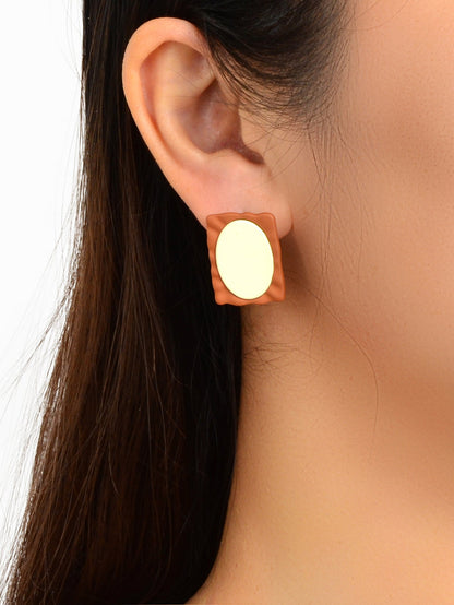 Cream Chocolate Color Square Stud Dainty Earrings Girls Party Jewellery Gift New-1