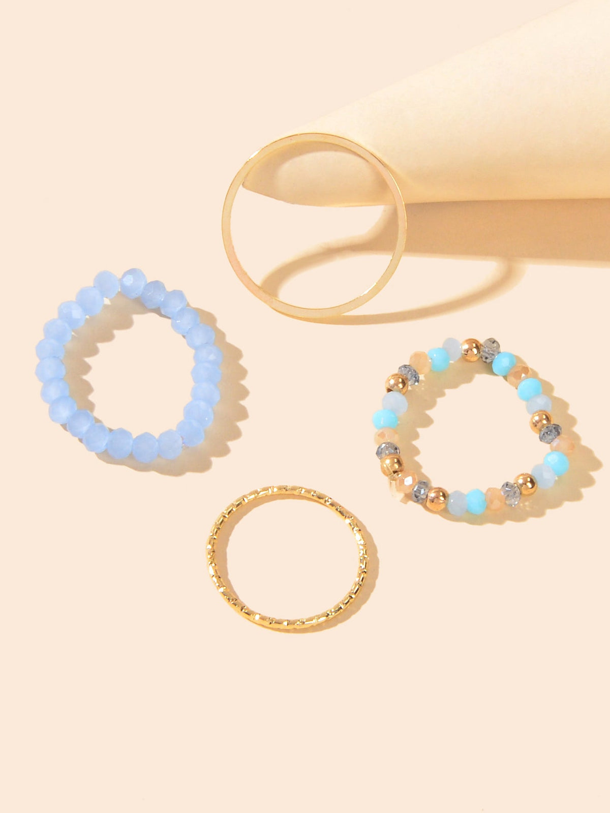 4 pcs Elastic Beads Toe Rings Band Open Boho Midi Tail Ring set Beach Jewellery-4