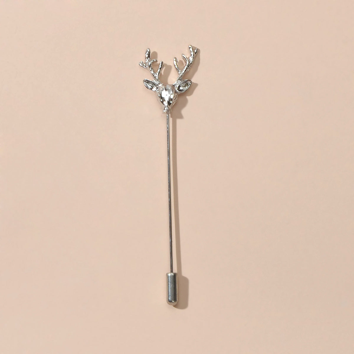 Christmas Reindeer Brooch Elk Deer Head Pins Gold Silver Animal Antlers Long Pin-1