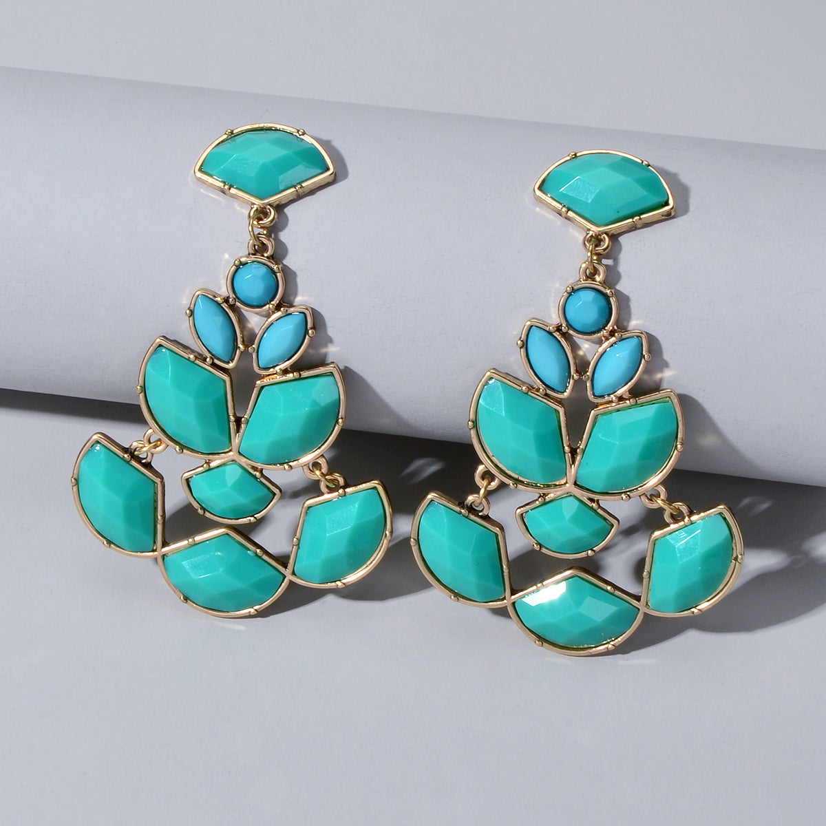 Ethnic Jewellery Black Green Geometric Chandelier Dangle Earrings Women Gift-1