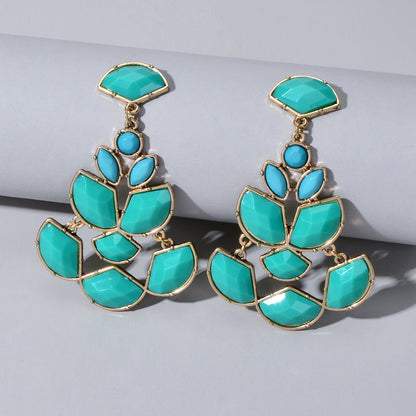 Ethnic Jewellery Black Green Geometric Chandelier Dangle Earrings Women Gift-1