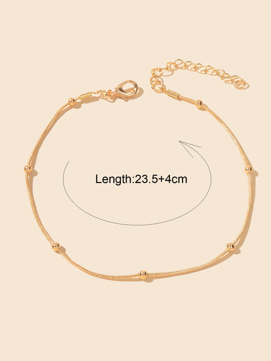 Dainty Gold Beaded Chain Anklet Boho Beach Foot Chain Ankle Women Foot Jewellery-1