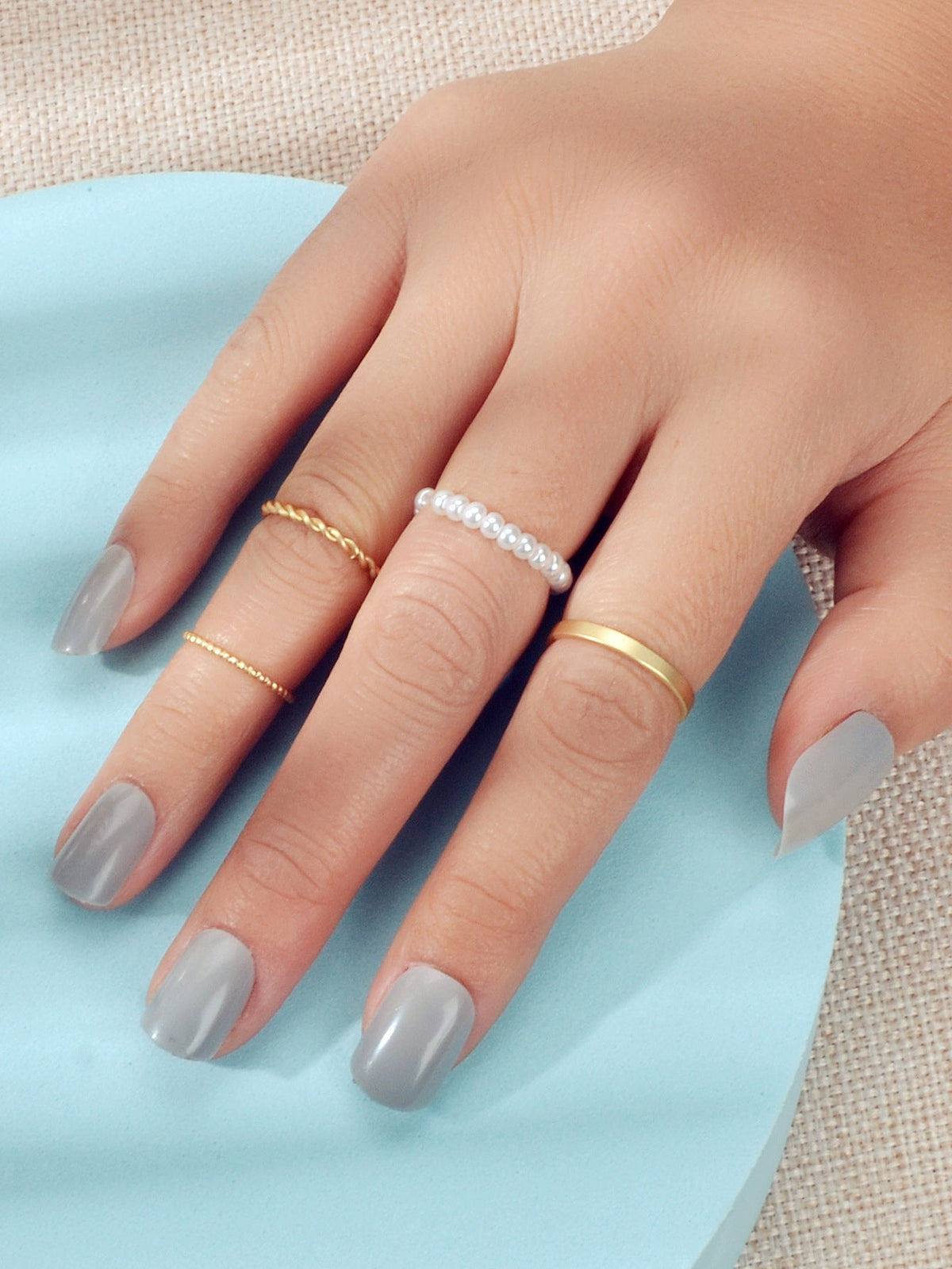 4pcs Boho Chic Stackable Pearl Midi Finger Knuckle Multiple Rings set Bulk Pack-1