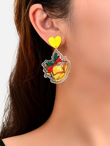 Christmas Bell Earrings Love Heart Charm Stud Girls Gift-1