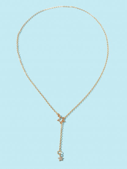 Personalized Gold Chain Long Lariat Star Charm Adjustable Y Shape Drop Necklace-1