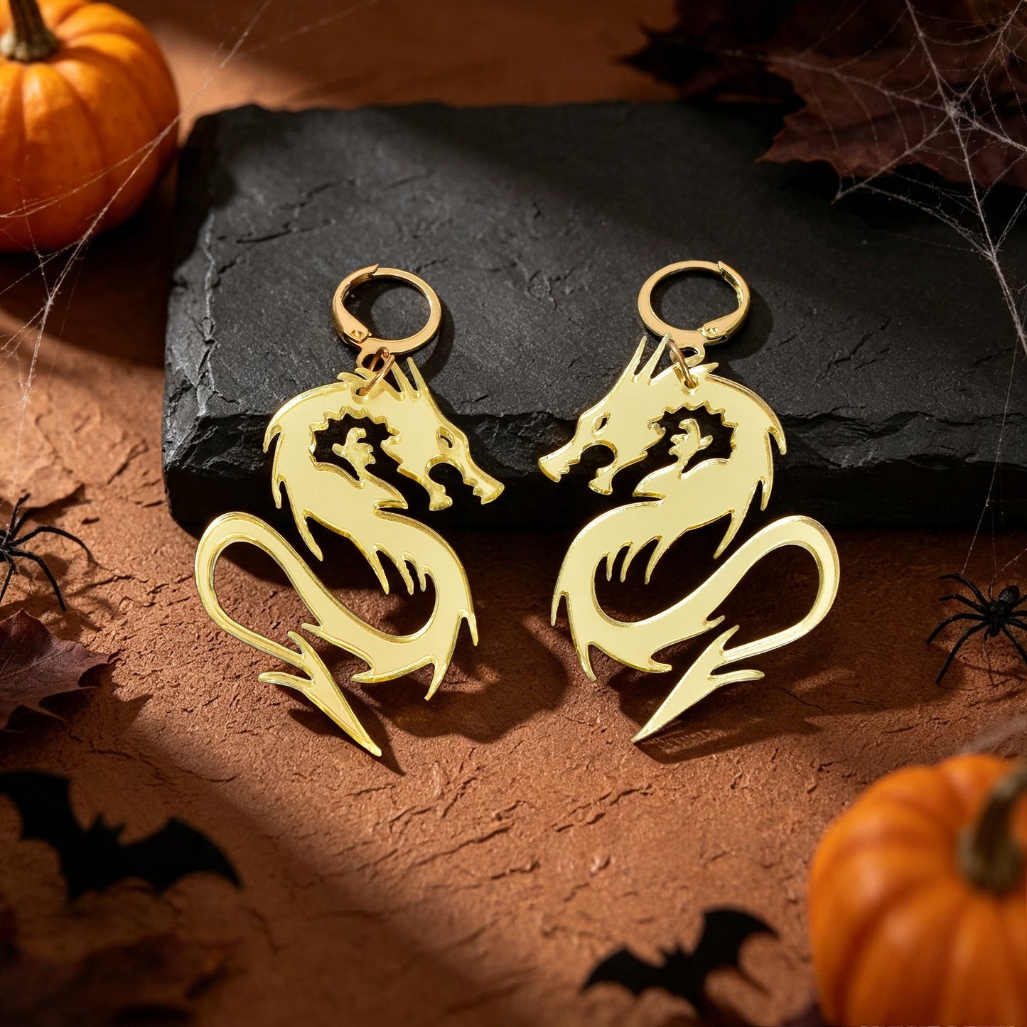 Halloween Acrylic Dragon Dangle Hoop Earring Gothic Spooky Party Cosplay Jewelry-2