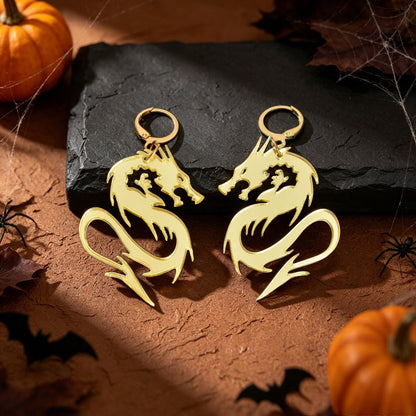 Halloween Acrylic Dragon Dangle Hoop Earring Gothic Spooky Party Cosplay Jewelry-2