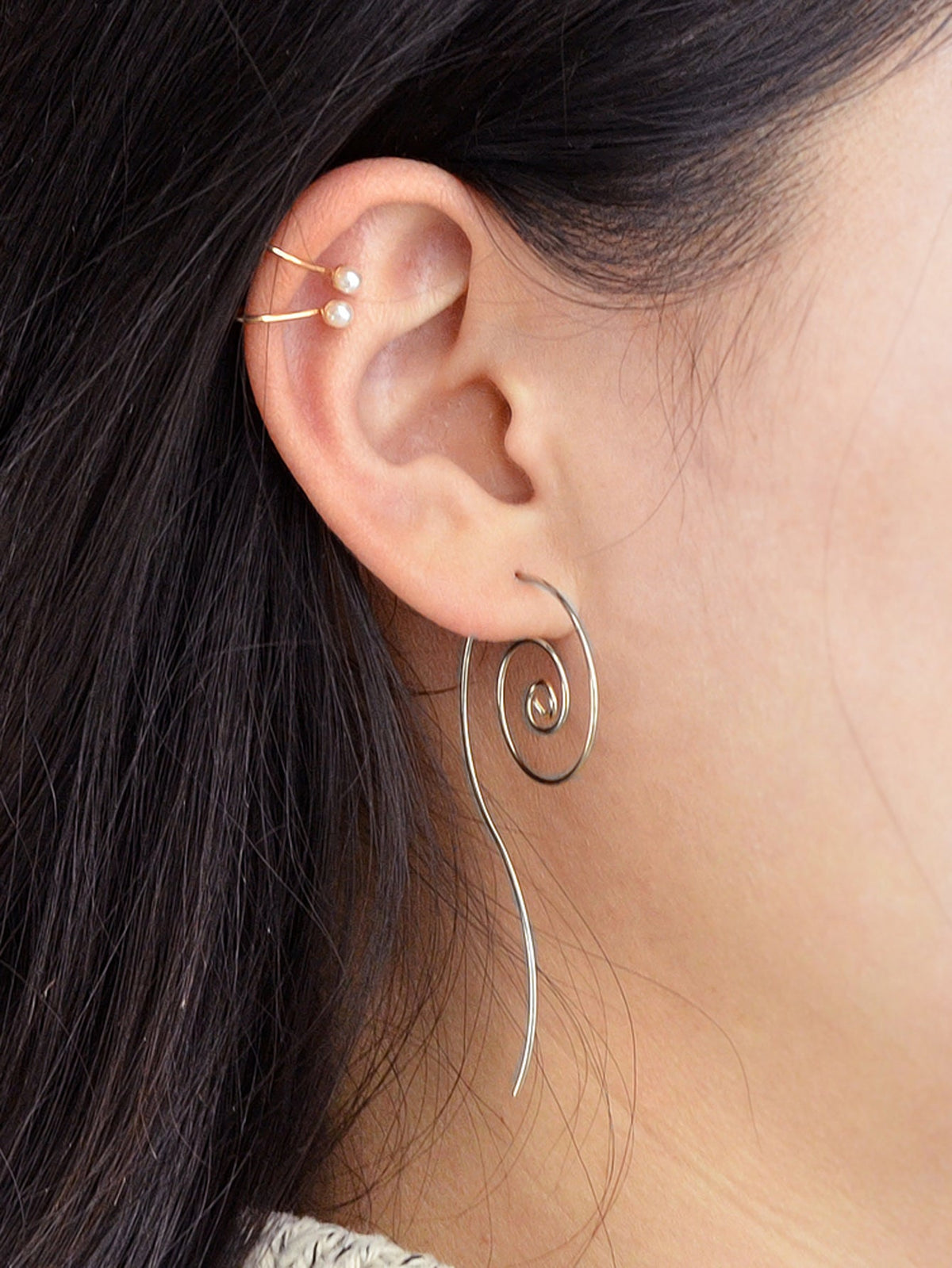 Punk Minimalist Silver Geometric Twisted Statement Hoop Awesome Party Earrings-1