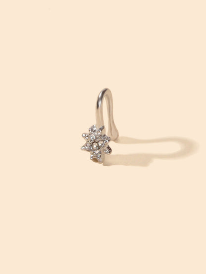 Nose Cuff Fake Helix Non Piercing Ring Rhinestone Decor Flower Body Jewellery-1