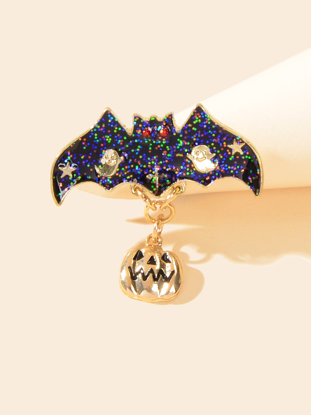 Gothic Punk Halloween Accessories Ghost Star Black Bat Pumpkin Brooch Pin Badge-1
