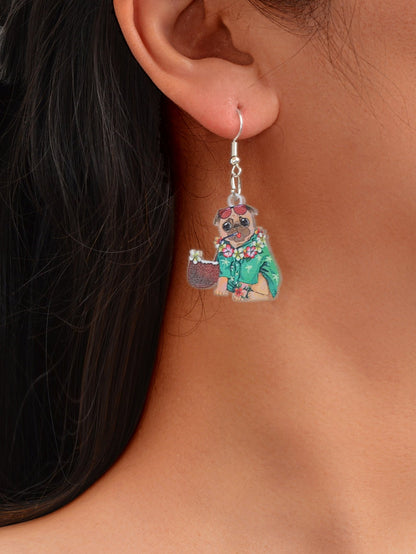 Lovely Colorful Acrylic Puppy Dangle Drop Earrings Holiday Dog Animals Jewellery-1